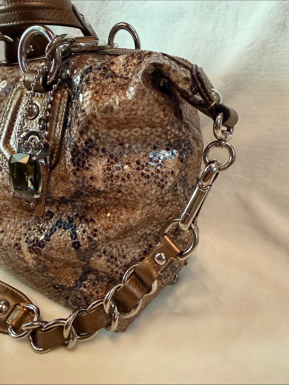 Coach Madison Sequin Python Handbag - Picture 5 of 12